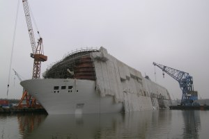 The sunk Pride of America at Lloyd Werft